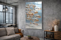 School of Silver Fish Glass Wall Art in a living room interior