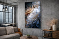 White and Peach Feather Bloom Glass Wall Art in a living room interior