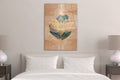 Golden Lotus on Ancient Stone Glass Wall Art in a living room interior