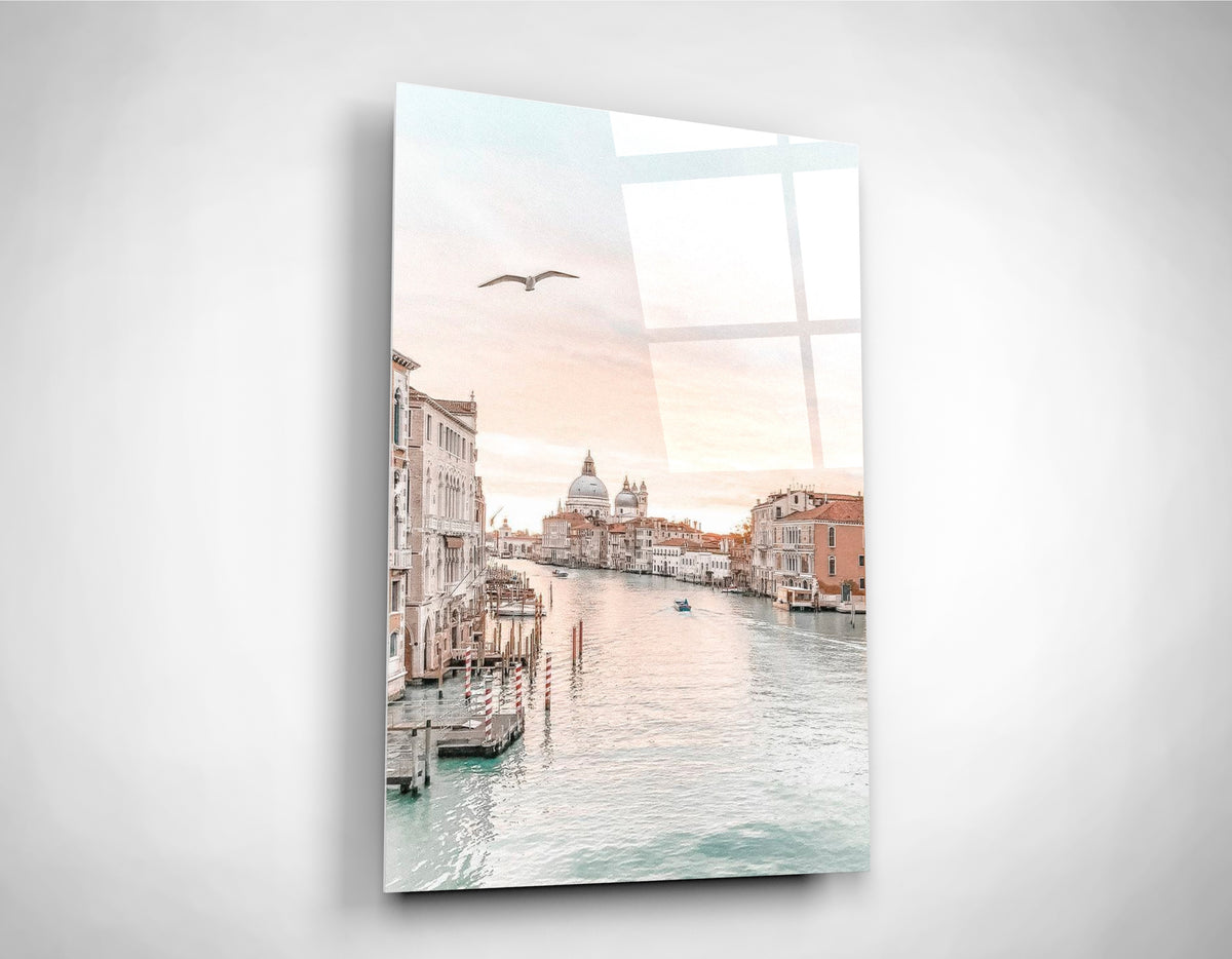 Venice Grand Canal at Dawn Glass Wall Art close-up