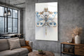 Blue Porcelain Dragonfly Glass Wall Art in a living room interior