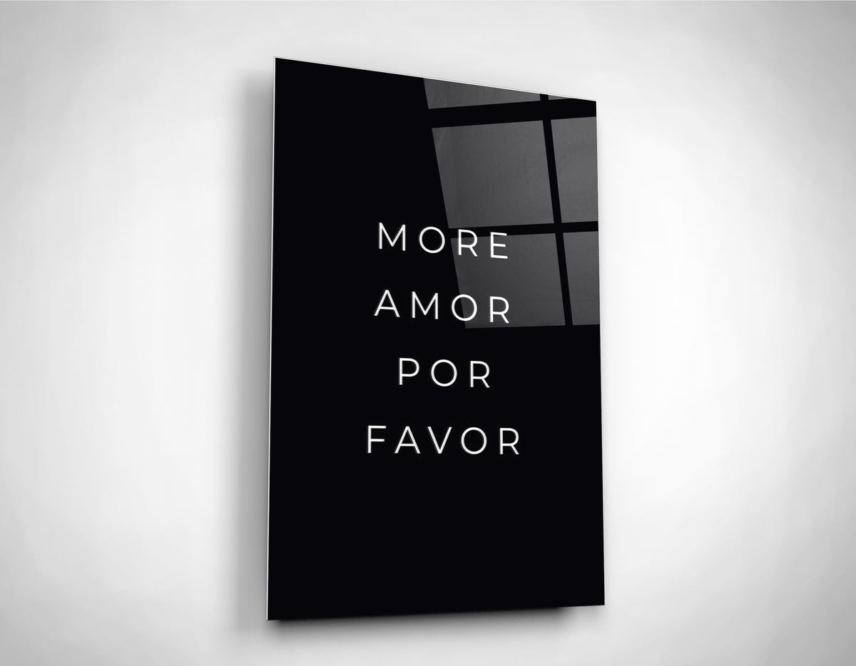 More Amor Por Favor Quote Glass Wall Art close-up