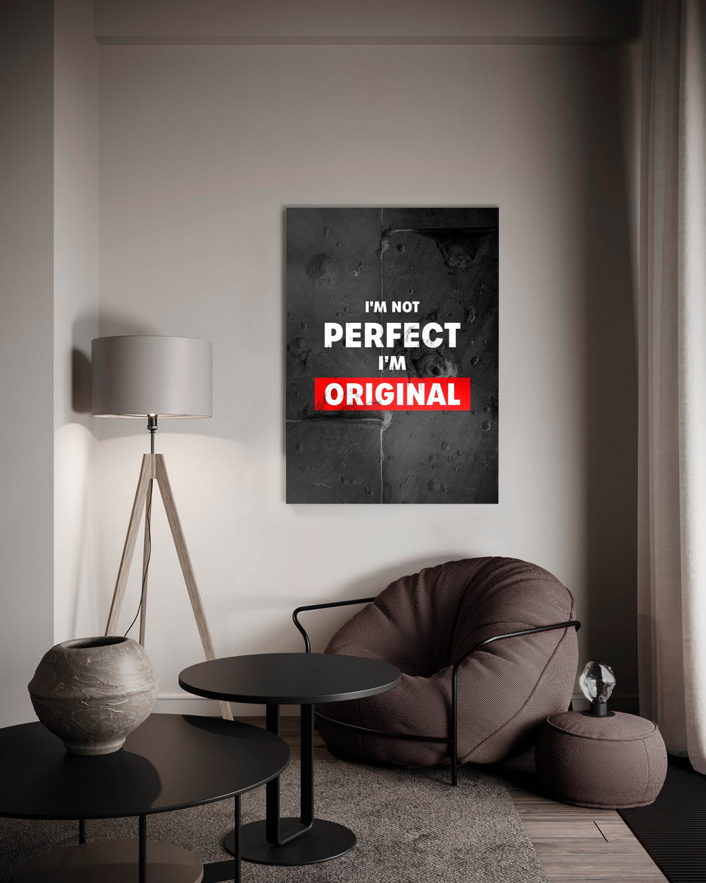 I'm Not Perfect I'm Original Quote Glass Wall Art on the wall