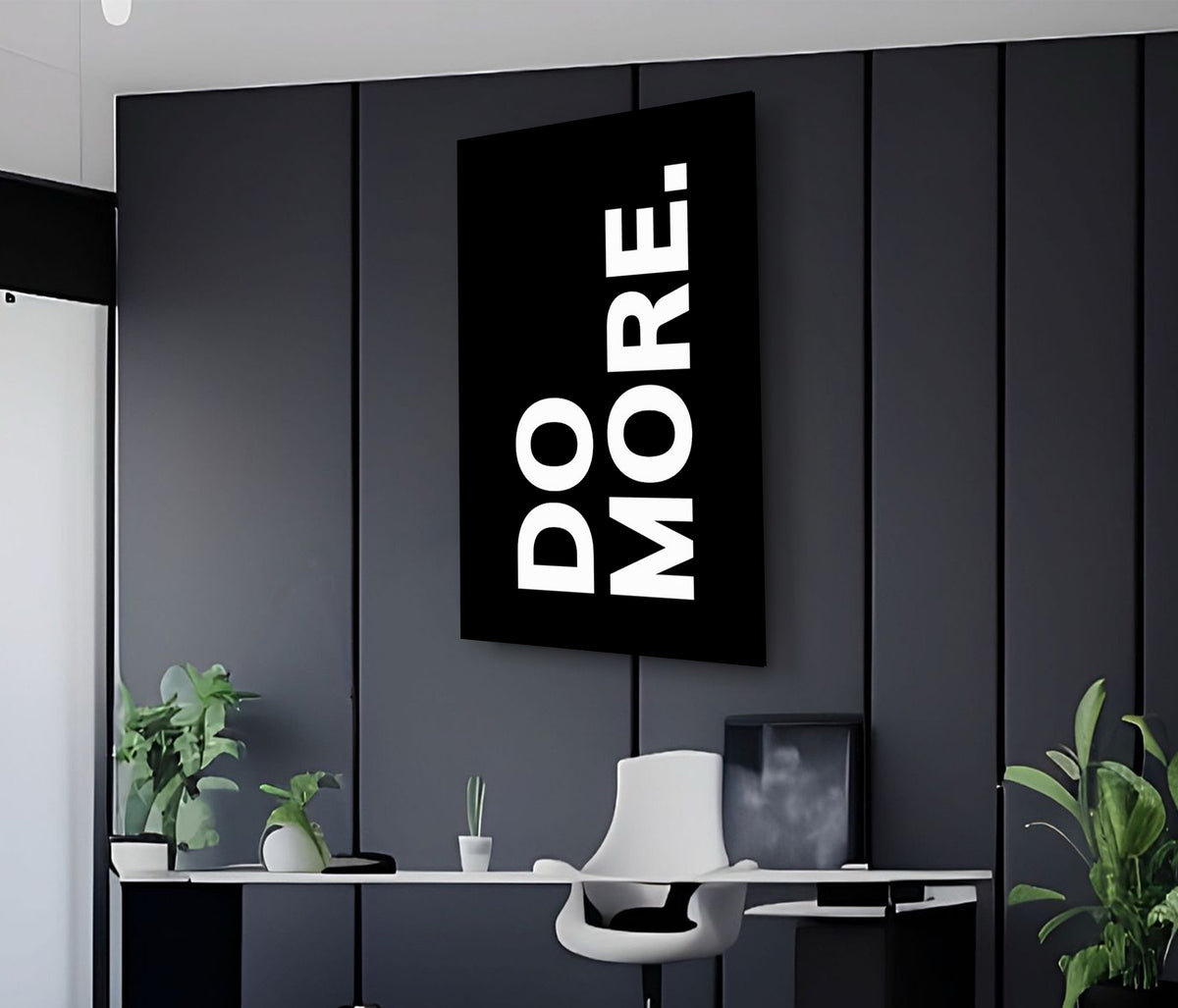 Do More Motivational Quote Glass Wall Art in a living room interior