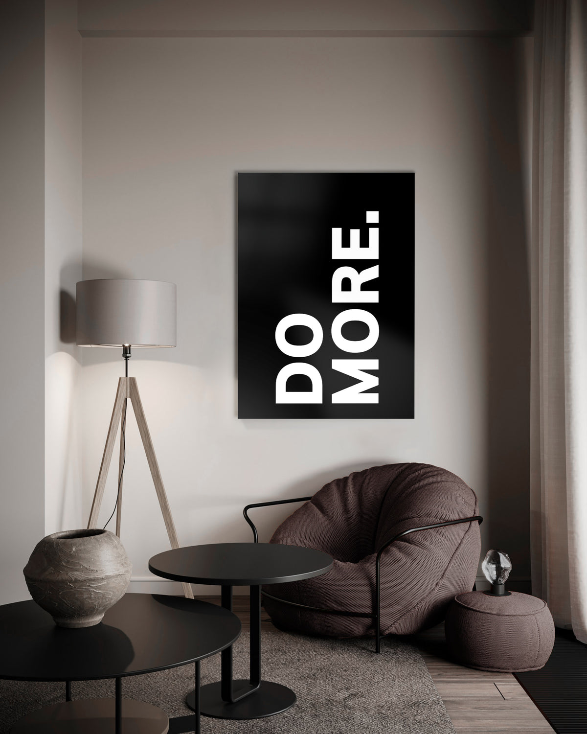 Do More Motivational Quote Glass Wall Art in a modern interior