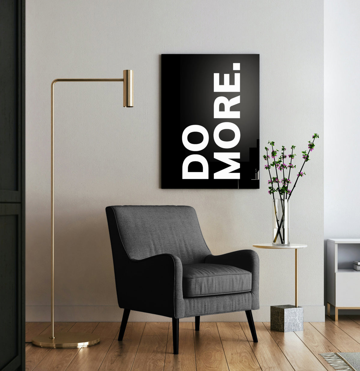 Do More Motivational Quote Glass Wall Art on the wall